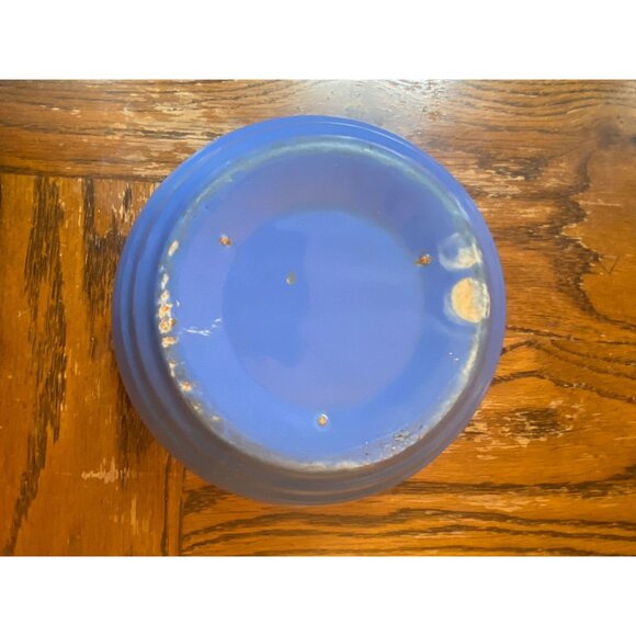 Vintage Blue Ceramic Mixing Bowl Ribbed Design 5" Tall 8.5" Diameter Kitchenware - Picture 8 of 8